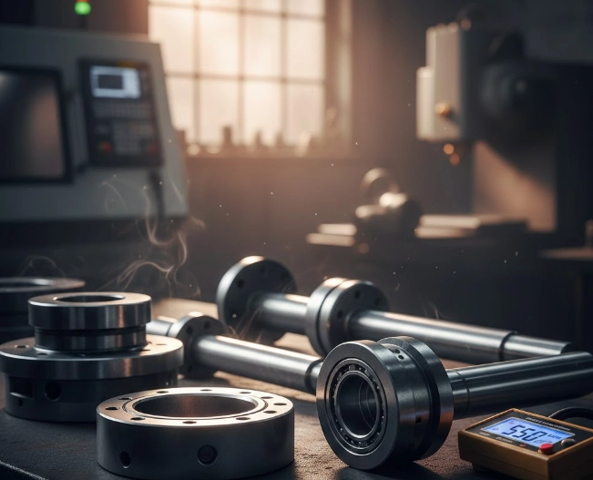 A collection of CNC machined alloy steel and stainless steel components